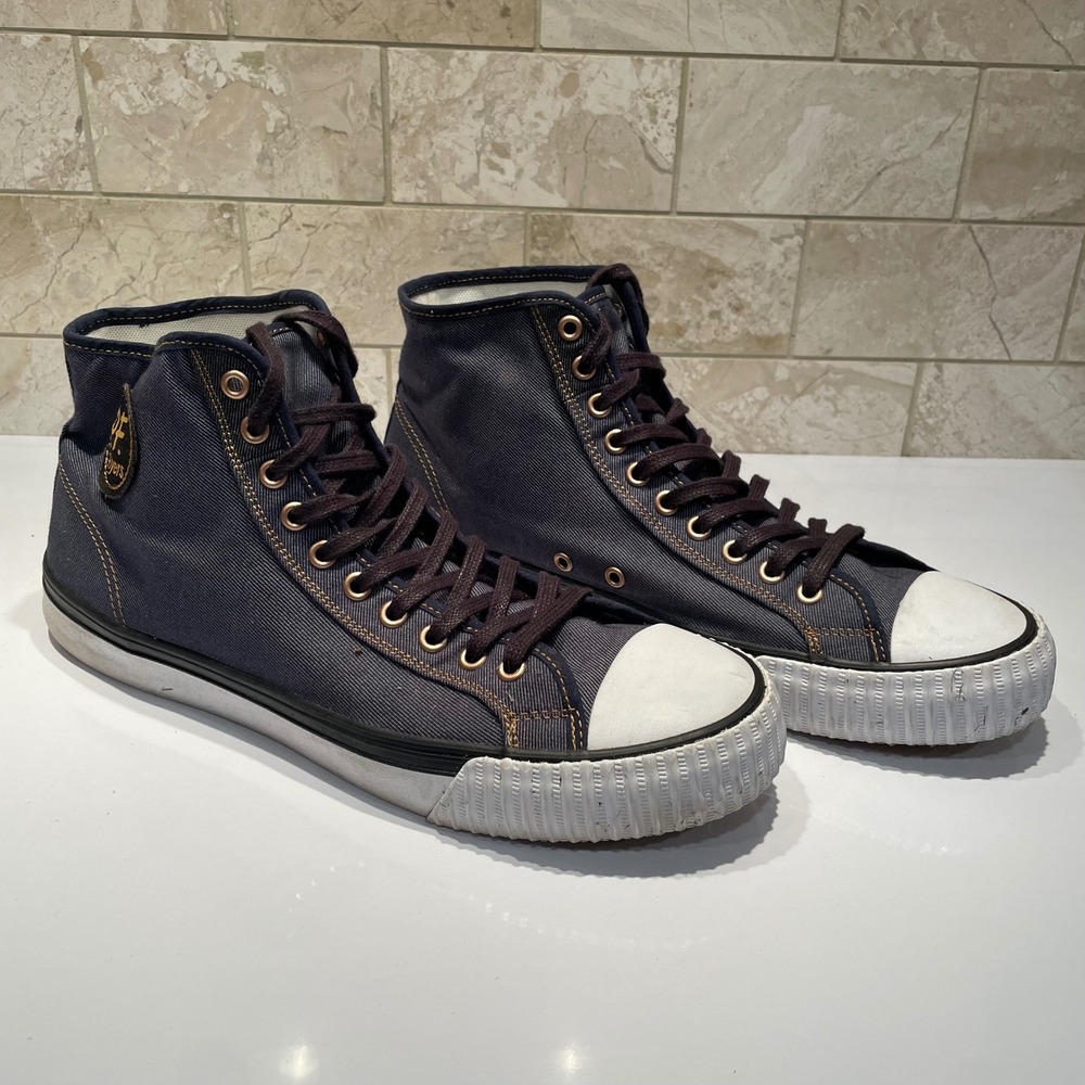 PF Flyers Center Hi Navy Blue Denim High Top Sneakers Mens 12 C24HW1DB